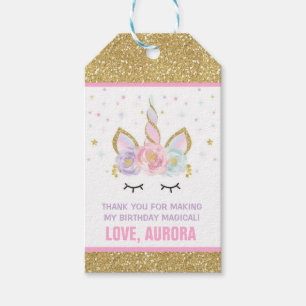 Unicorn Pink & Gold Party Favour Thank You Tag