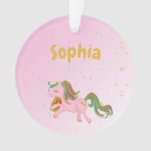 Unicorn Pink Gold Spots Girly Cute Ornament