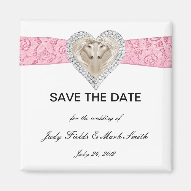 Unicorn Pink Lace Save The Date Magnet (Front)