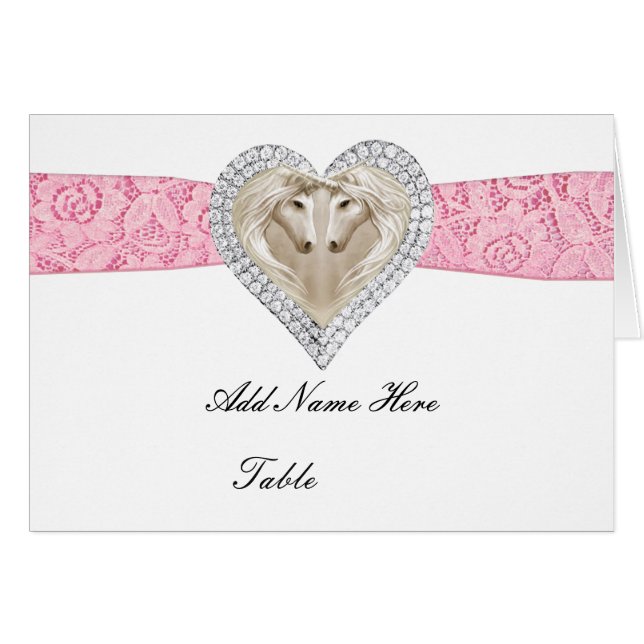 Unicorn Pink Lace Table Place Card (Front Horizontal)