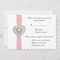 Unicorn Pink Lace Wedding Response Card