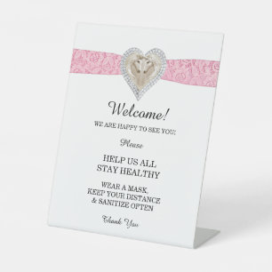 Unicorn Pink Lace Wedding Safety  Pedestal Sign