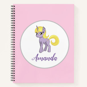 Unicorn Pink Little Girl Notebook Back to School