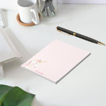 Unicorn pink name girl notepad<br><div class="desc">A cute pink and golden unicorn head.  A soft,  blush pink background. Personalise and add your name.  Pink letters.</div>