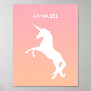 Unicorn Pink Pastel Name Kids Bedroom Wall Art
