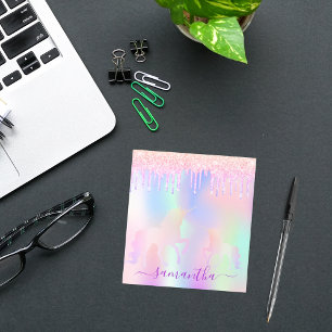 Unicorn pink purple drips holographic notepad