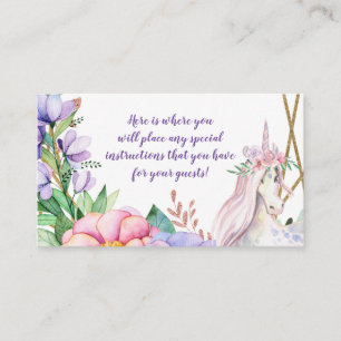 Unicorn Pink Purple Floral Enclosure Card