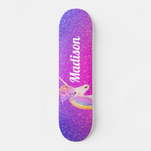 Unicorn Pink Purple Glitter Sparkles Personalized Skateboard