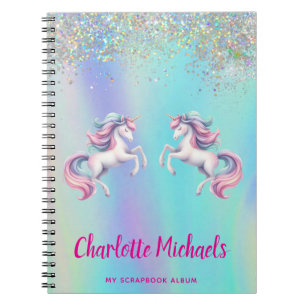 Unicorn pink purple holographic back to school notebook