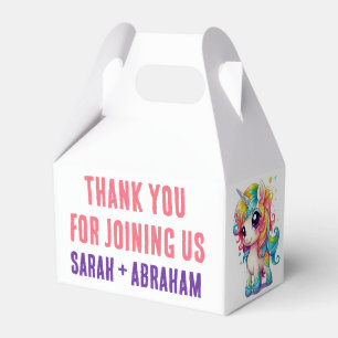 Unicorn Pink Purple Rainbow Whimsical Wedding  Favour Box