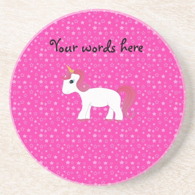 Unicorn pink stars coaster (Front)