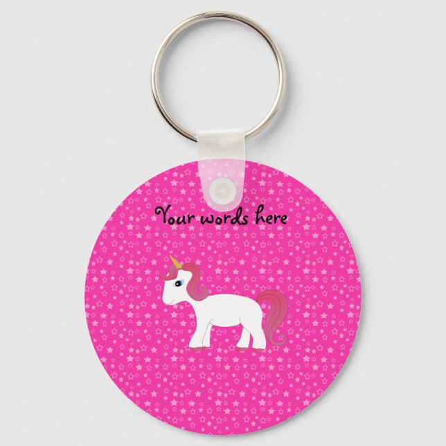 Unicorn pink stars key ring (Front)