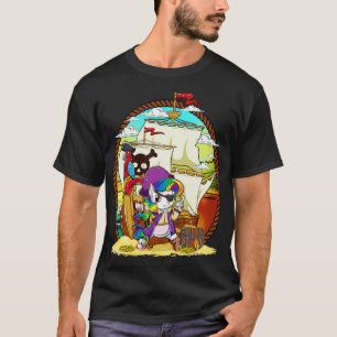 Unicorn Pirate Party Magical Ship Cute Girly T-Shirt