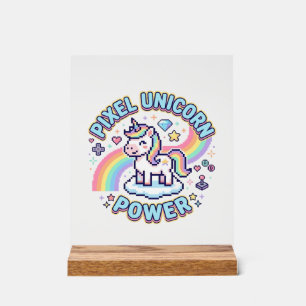 Unicorn Pixel Unicorn Power Graphic Design Product Acrylic Sign