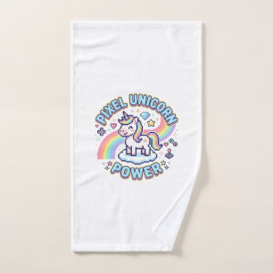 Unicorn Pixel Unicorn Power Graphic Design Product Hand Towel