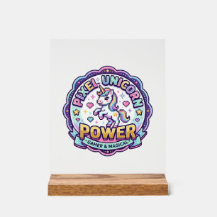 Unicorn Pixel Unicorn Power POD Ready Apparel Grap Acrylic Sign
