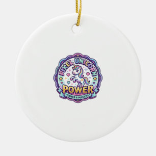 Unicorn Pixel Unicorn Power POD Ready Apparel Grap Ceramic Ornament