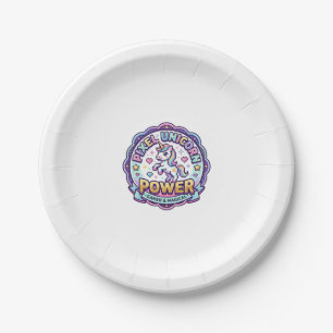 Unicorn Pixel Unicorn Power POD Ready Apparel Grap Paper Plate