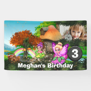 Unicorn pixie rainbow fantasy woodland photo banner