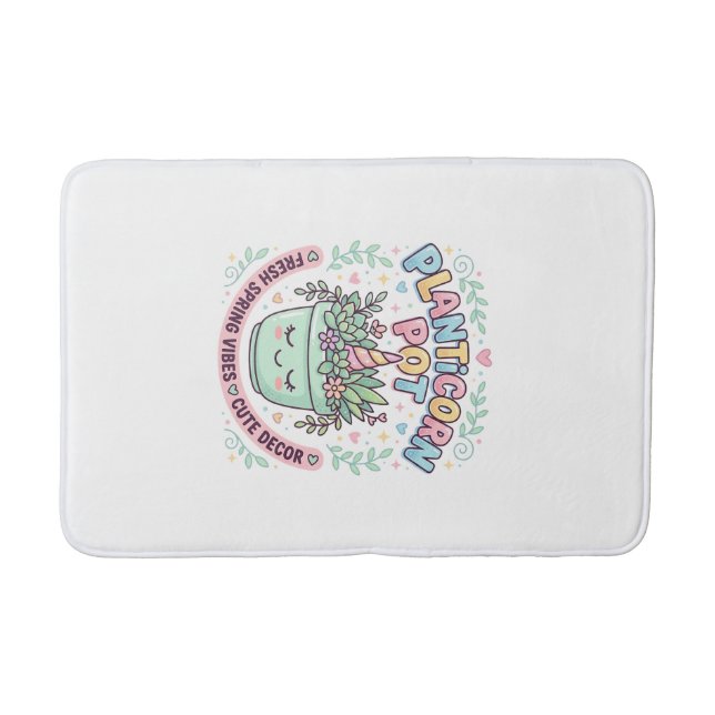 Unicorn Planticorn Pot Graphic Design Graphic Tee  Bath Mat (Front)