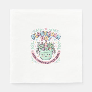 Unicorn Planticorn Pot Graphic Design Graphic Tee  Napkin