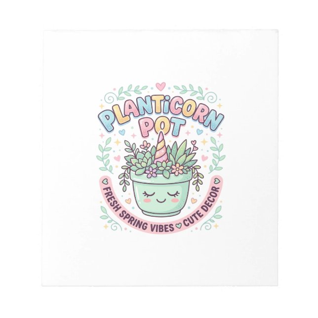 Unicorn Planticorn Pot Graphic Design Graphic Tee  Notepad (Front)