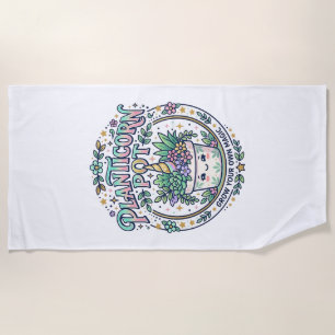 Unicorn Planticorn Pot POD Ready POD Artwork_1 Beach Towel
