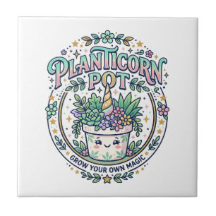 Unicorn Planticorn Pot POD Ready POD Artwork_1 Ceramic Tile