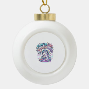 Unicorn Player One Unicorn Mode Retro Style Graphi Ceramic Ball Christmas Ornament