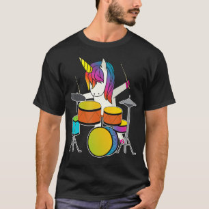 Unicorn Playing Drums Funny Magical Drummer Music  T-Shirt