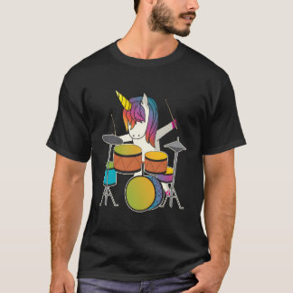 Unicorn Playing Drums Magical Drummer Music Musici T-Shirt