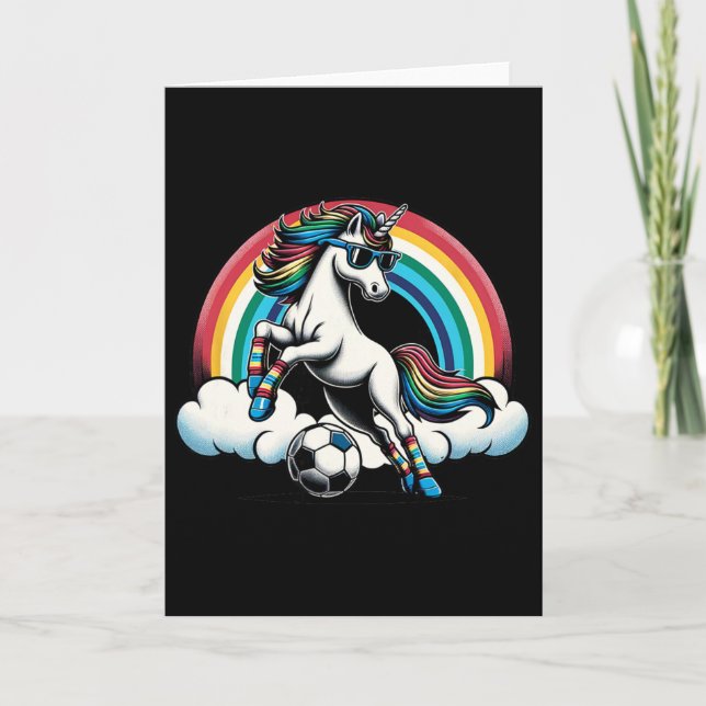 Unicorn Playing Soccer Graphic  Card (Front)
