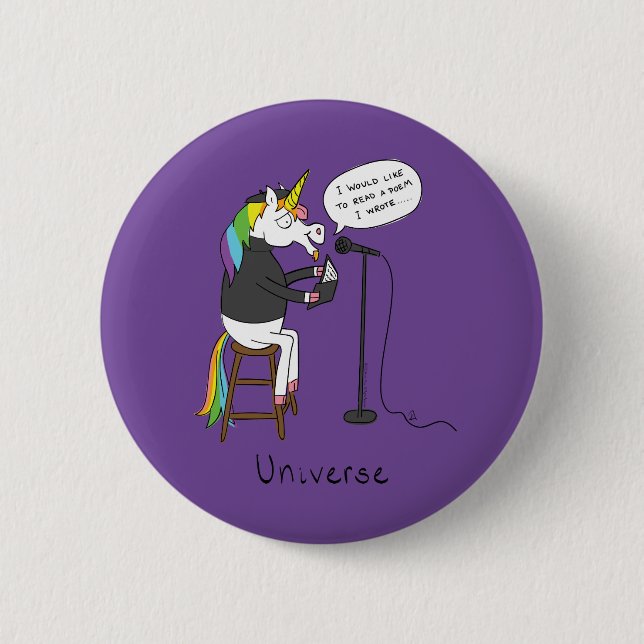 Unicorn Poetry Funny Cute Cartoon 6 Cm Round Badge (Front)