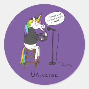 Unicorn Poetry Poet Funny Classic Round Sticker