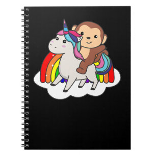 Unicorn Pony Monkey On Unicorn Rainbow Animals Swe Notebook