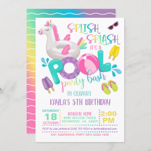 Unicorn Pool Party Invitation