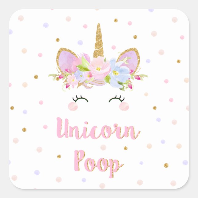 Unicorn Poop Sticker Birthday Party Favor Labels (Front)
