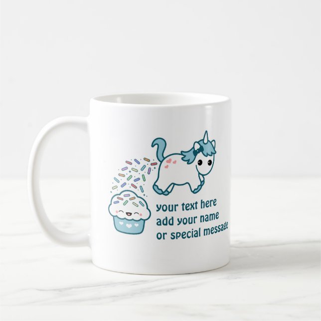 Unicorn Pooping on Cupcake Coffee Mug (Left)