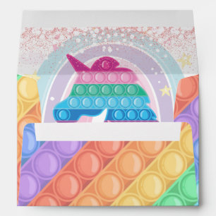 Unicorn Pop It Birthday Party Envelope