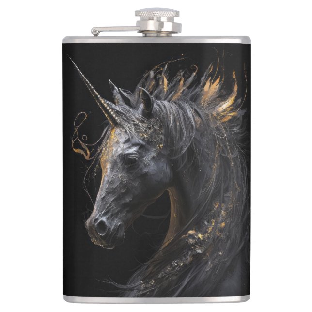 Unicorn Portrait Animal Fantasy Nature Wildlife  Hip Flask (Front)