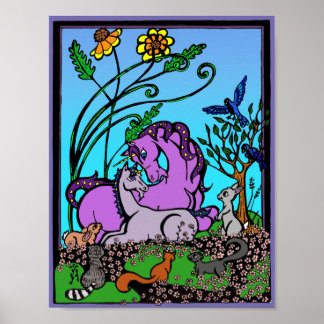 Unicorn Poster for kids - "sitting mum" light back