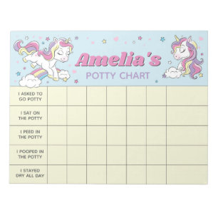 Unicorn Potty Chart Personalised Name & Tasks Notepad