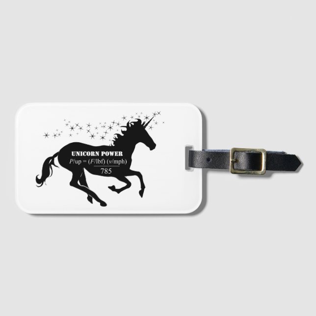 Unicorn Power Fake Math Formula Funny Luggage Tag (Front Horizontal)