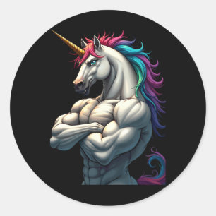 Unicorn Power For A Unicorn Lover Athlete Bodybuil Classic Round Sticker