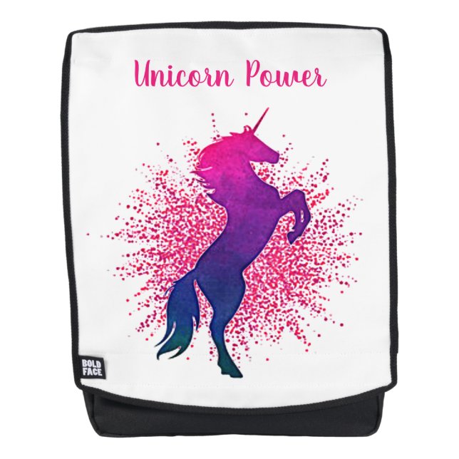"Unicorn Power" Unicorn & Glitter Backpack (Front)