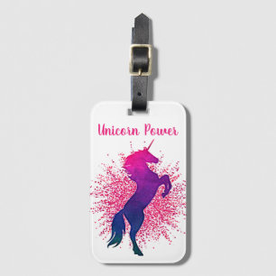 "Unicorn Power" Unicorn & Glitter Luggage Tag