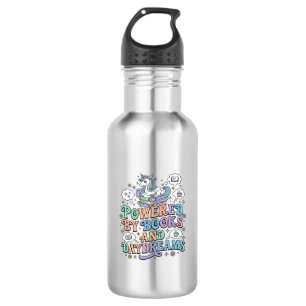 Unicorn Powered by Books and Daydreams Kawaii Vect 532 Ml Water Bottle