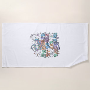 Unicorn Powered by Books and Daydreams Kawaii Vect Beach Towel