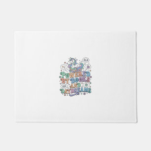 Unicorn Powered by Books and Daydreams Kawaii Vect Doormat
