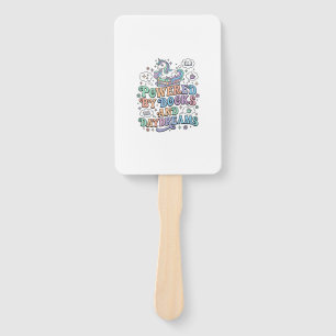 Unicorn Powered by Books and Daydreams Kawaii Vect Hand Fan